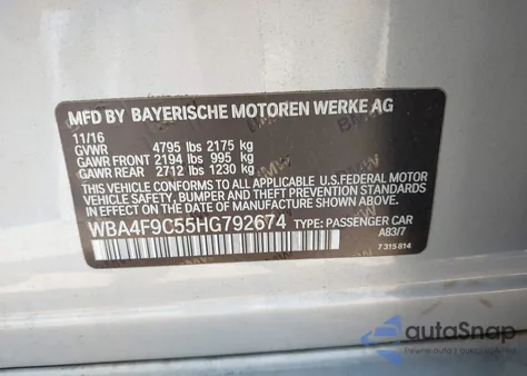 2017 BMW 430I Gran Coupe xDrive z USA, uszkodzony, nr VIN WBA4F9C55HG792674